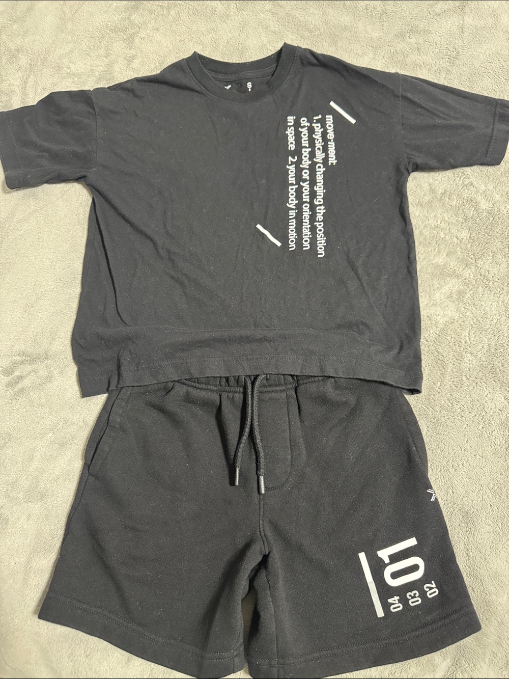 Xersion Black Graphic Tee and Shorts Set